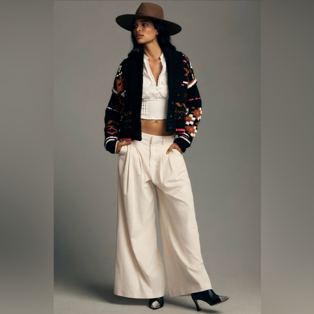 By Anthropologie Neon Collared Cardigan Sweater - Picture 4 of 10